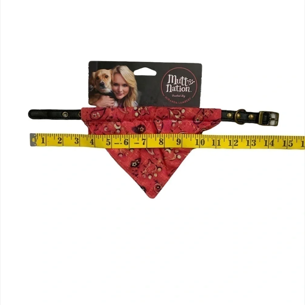 Mutt Nation Leather Collar Buckle with Slip on Bandana Small Up to 20 LB